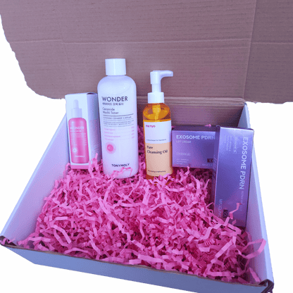 The "K Beauty Skincare Essentials" routine box